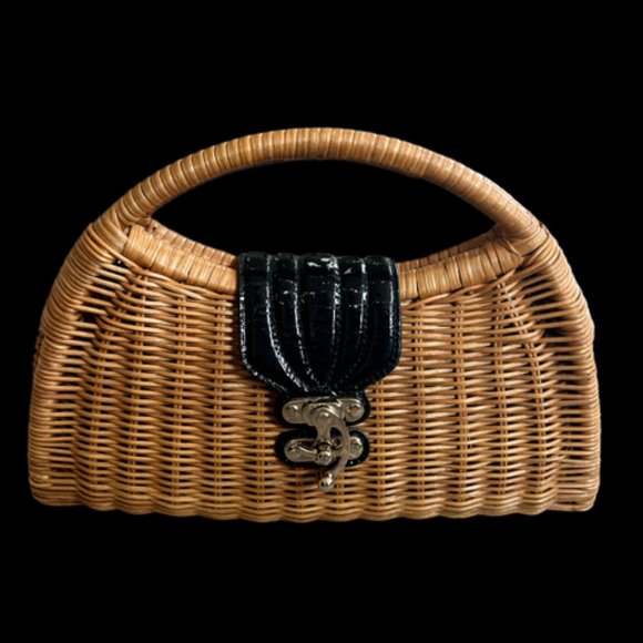 Designer Vintage Wicker Handbag - Picture 1 of 3